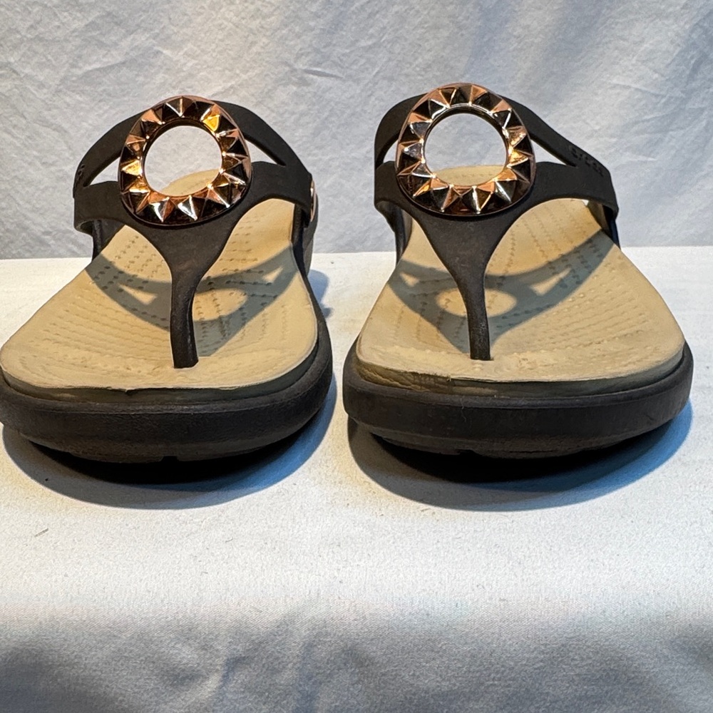 CROCS Black and Tan Women's Sandals - Picture 8 of 9